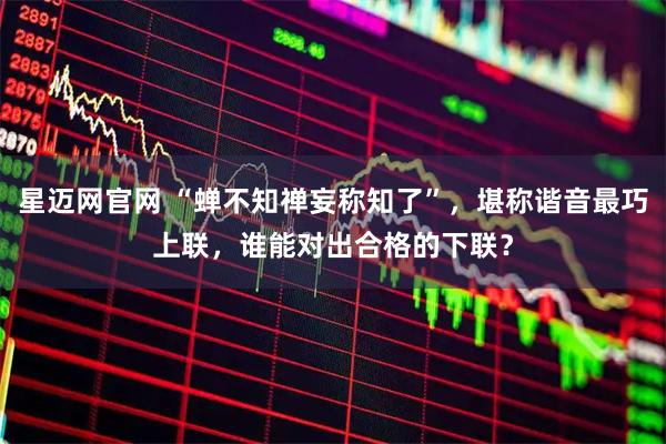 星迈网官网 “蝉不知禅妄称知了”，堪称谐音最巧上联，谁能对出合格的下联？